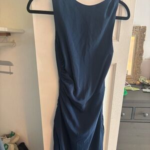 Abercrombie & Fitch Open Back Midi Dress Womens  Navy Ruched Size Small Tall